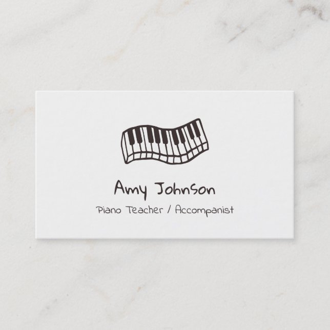 Piano Keyboard Doodle Music Teacher Business Cards (Front)