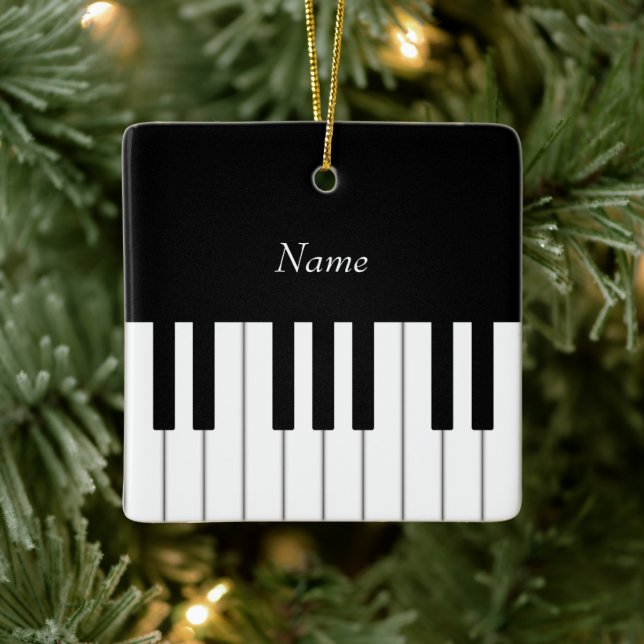 Piano Keyboard Elegant Personalized Musician's Ceramic Ornament (Tree)