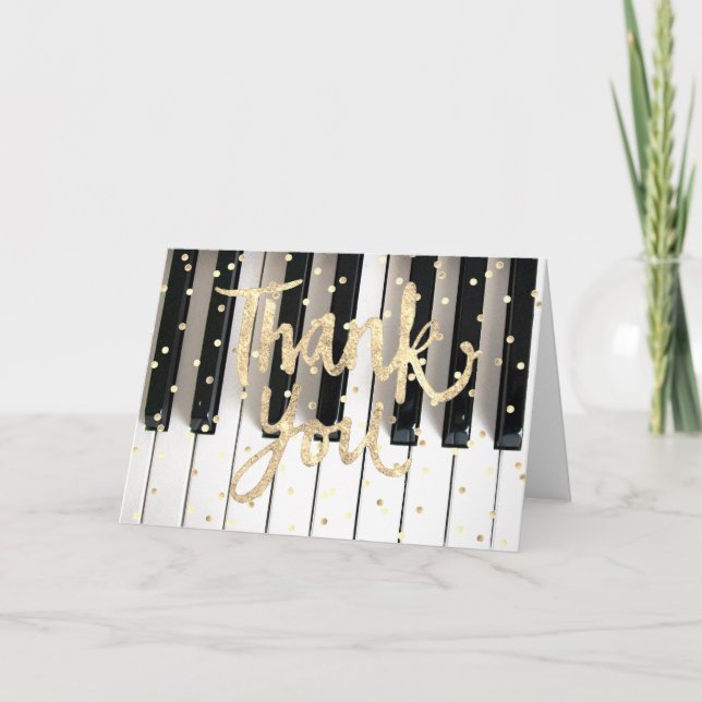 piano keyboard faux gold foil thank you (Front)