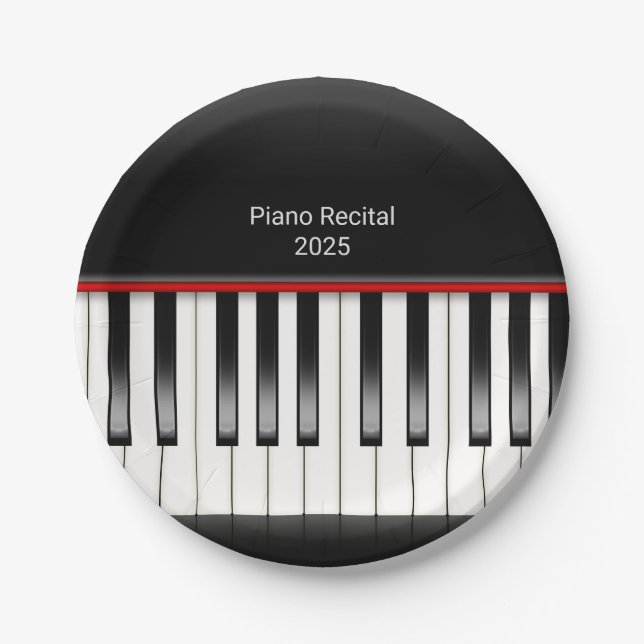piano keyboard for recital reception paper plate (Front)