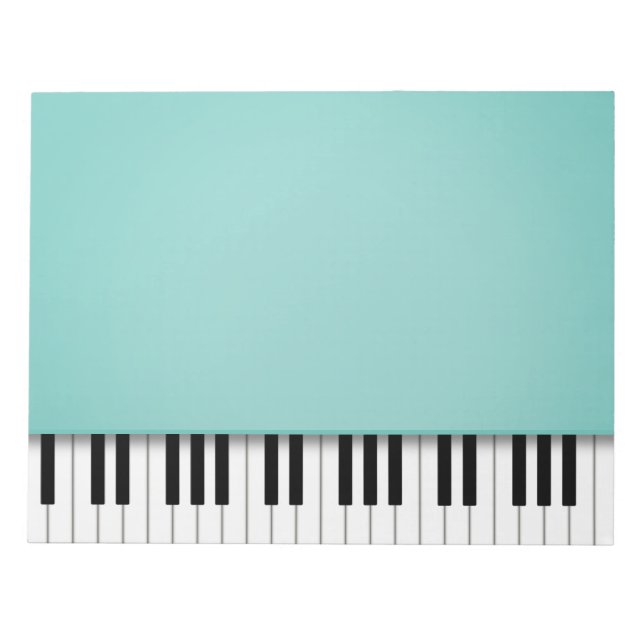 Piano Keyboard Fun Aqua 8.5x11 Music Notepad (Front)