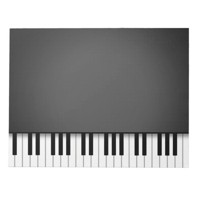 Piano Keyboard Fun Black 8.5x11 Music Notepad (Front)