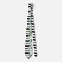 piano keyboard greenery neck tie