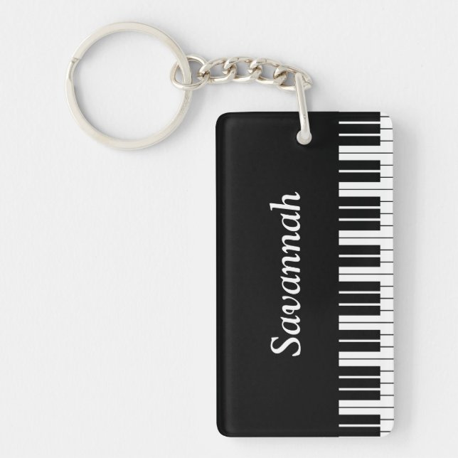 Piano Keyboard Keys, Black and White Key Ring (Front)