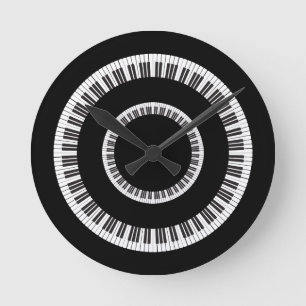 Piano Keyboard Keys Round Clock