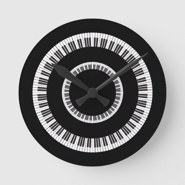 Piano Keyboard Keys  Round Clock (Front)