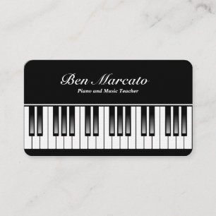 Piano Keyboard (Linen, Rounded Corner) Business Card