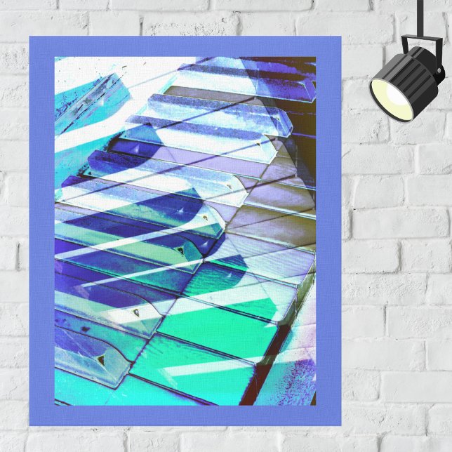 Piano Keyboard Music Blue Green Musical Instrument Canvas Print (A stylish canvas print of a piano keyboard in modern abstract style)