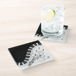Piano Keyboard Music Design Glass Coaster