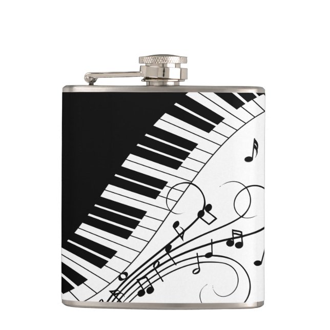 Piano Keyboard Music Design Hip Flask (Front)