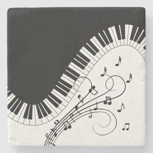 Piano Keyboard Music Design Stone Coaster (Front)