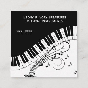Piano Keyboard Music Design Two Lines Business Square Business Card