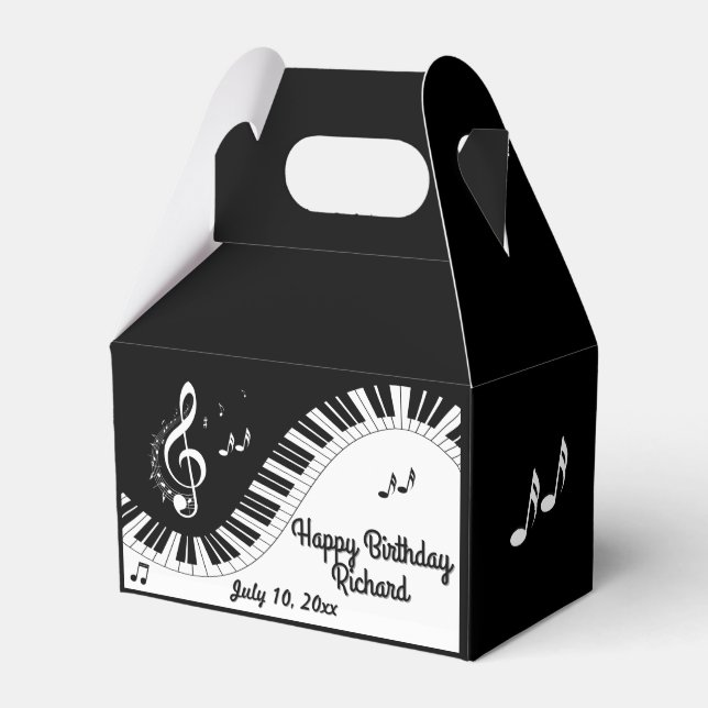 Piano Keyboard Music Design Two Text Areas Favour Box (Front Side)