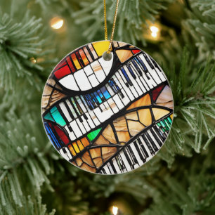 Piano Keyboard Music Instrument Ceramic Tree Decoration