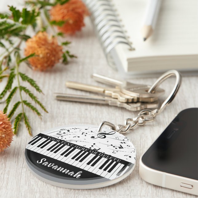 Piano Keyboard Music Notes Custom Colours Key Ring (Front Right)