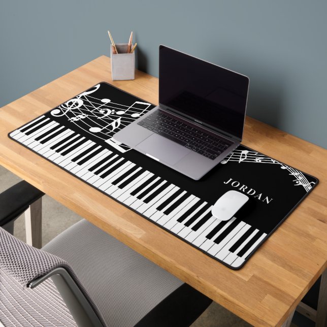 Piano Keyboard Music Notes Personalised Desk Mat (Office 2)