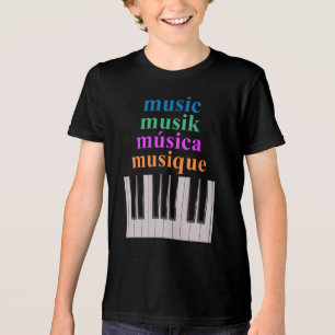 Piano Keyboard Music Text in Multiple Languages Tri-Blend Shirt