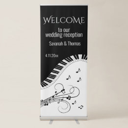 Piano Keyboard Music Wedding Gathering Retractable Banner