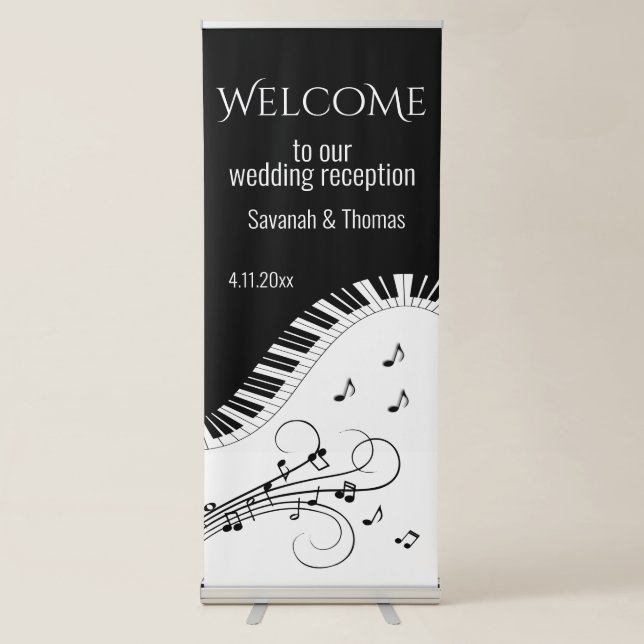 Piano Keyboard Music Wedding Gathering Retractable Banner (Front)