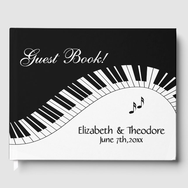 Piano Keyboard Music Wedding Names Date Front Guest Book (Front)