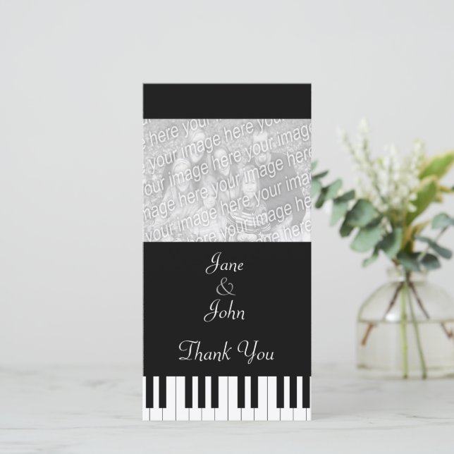 Piano Keyboard Music Wedding Photo Thank You (Standing Front)