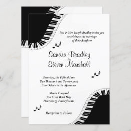 Piano Keyboard Music Wedding Theme Invitation