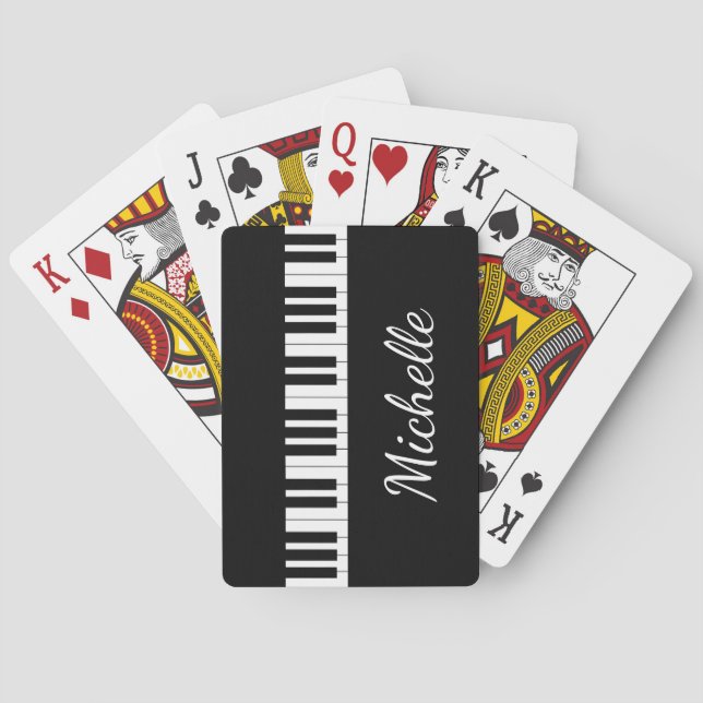 Piano Keyboard Musical Elegant Script Yellow Playing Cards (Back)