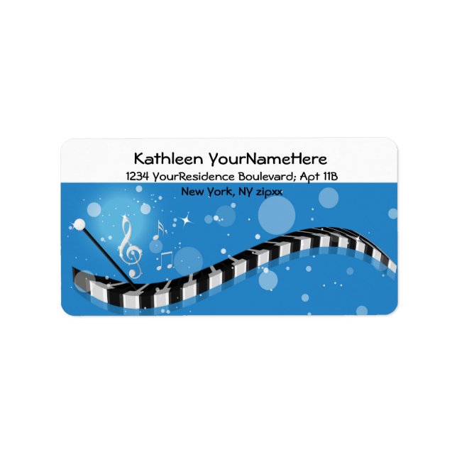 Piano Keyboard Musical Notes address labels (Front)