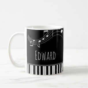 Piano Keyboard & Musical Notes Coffee Mug