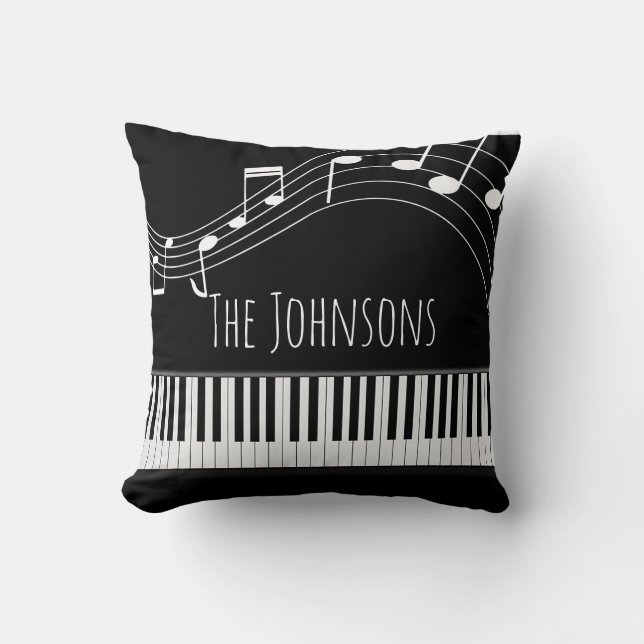 Piano Keyboard & Musical Notes Cushion (Front)