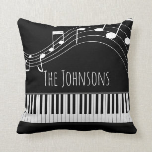 Piano Keyboard & Musical Notes Cushion