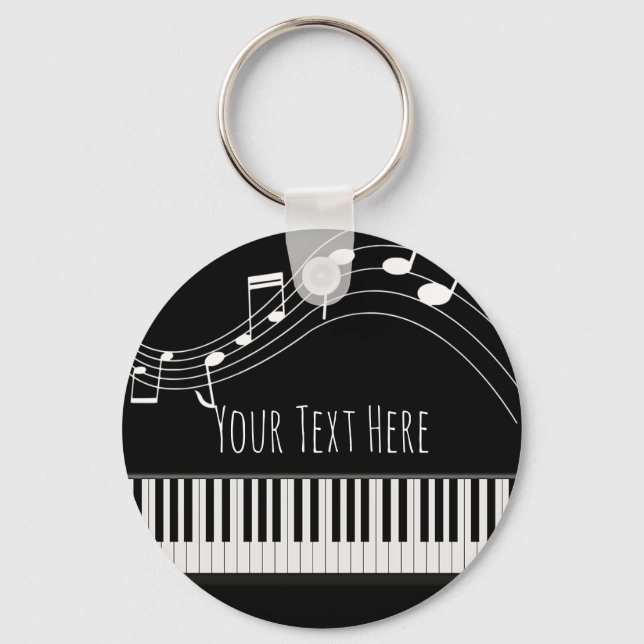 Piano Keyboard & Musical Notes Key Ring (Front)