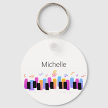 Piano Keyboard & Musical Notes Keychain