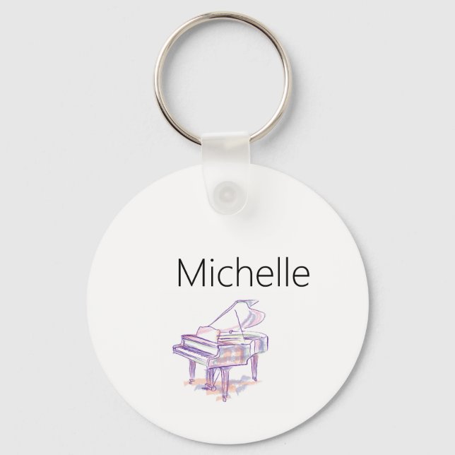 Piano Keyboard & Musical Notes Keychain (Front)