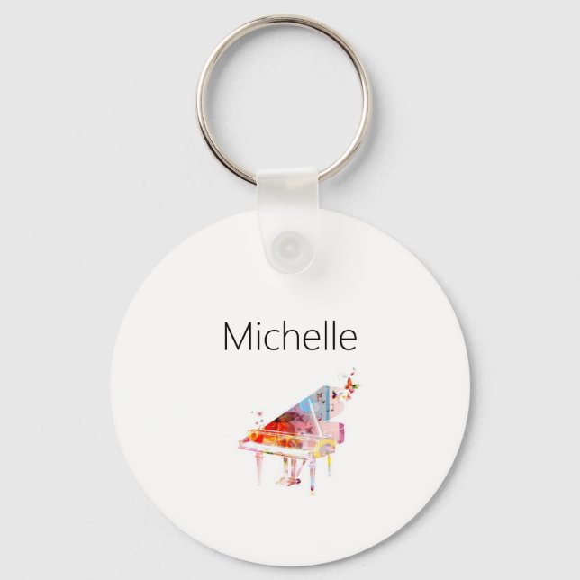 Piano Keyboard & Musical Notes Keychain (Front)