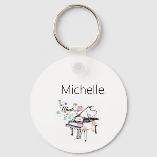Piano Keyboard & Musical Notes Keychain