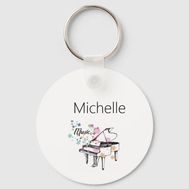 Piano Keyboard & Musical Notes Keychain (Front)