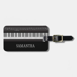 Piano Keyboard Musical Notes Luggage Tag