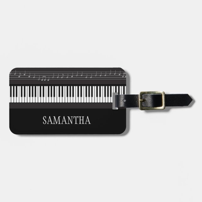Piano Keyboard Musical Notes Luggage Tag (Front Horizontal)
