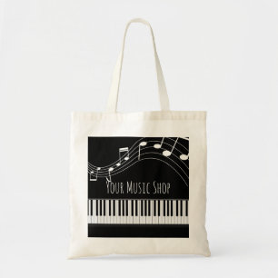 Piano Keyboard & Musical Notes Tote Bag