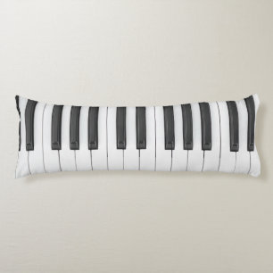 Piano Keyboard Musician Black and White Body Cushion