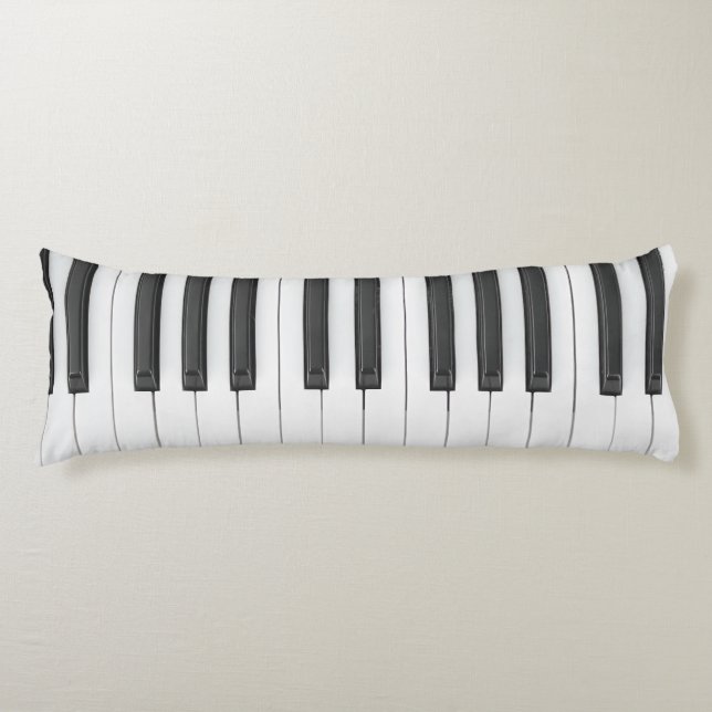 Piano Keyboard Musician Black and White Body Cushion (Front)