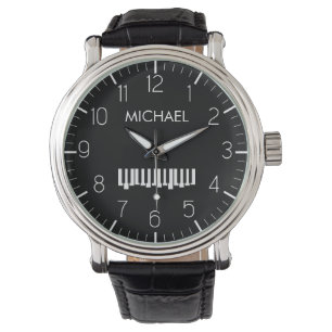 Piano Keyboard Personalised Musician's  black Watch