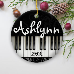 Piano Keyboard Personalised Pianist Musician Gift  Ceramic Tree Decoration