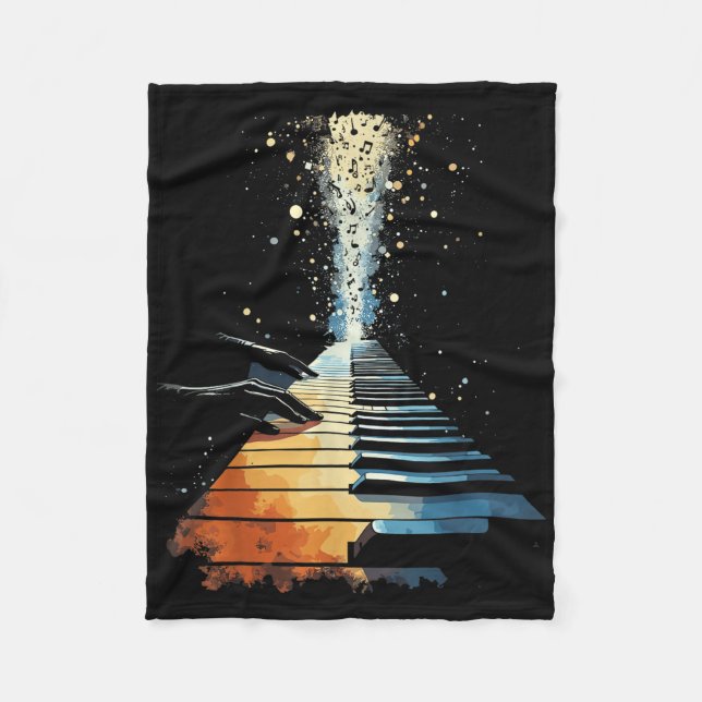 Piano Keyboard Pianist  Fleece Blanket (Front)