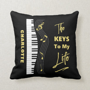 Piano Keyboard Players Fun Music Notes Cushion