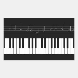 Piano keyboard rectangular sticker