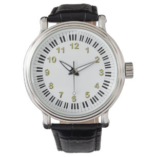 Piano Keyboard Round Border Watch