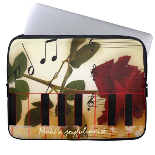 Piano Keyboard with Make A Joyful Noise Verse Laptop Sleeve (Front)