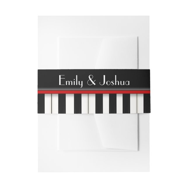 Piano Keyboard with Names Invitation Belly Band (Front Example)